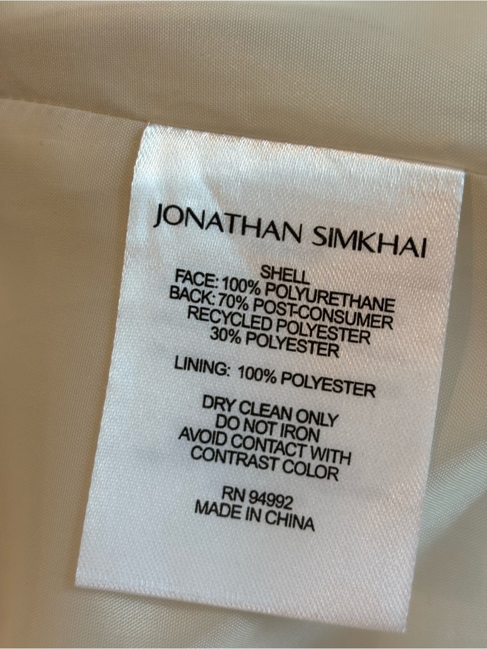 Jonathan Simkhai Standard Wyatt Vegan Leather Jacket in Ecru Women Small - Picture 9 of 9